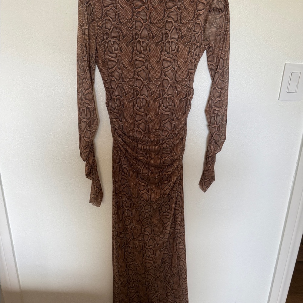 Zara Snakeskin Print Long Sleeve Dress
